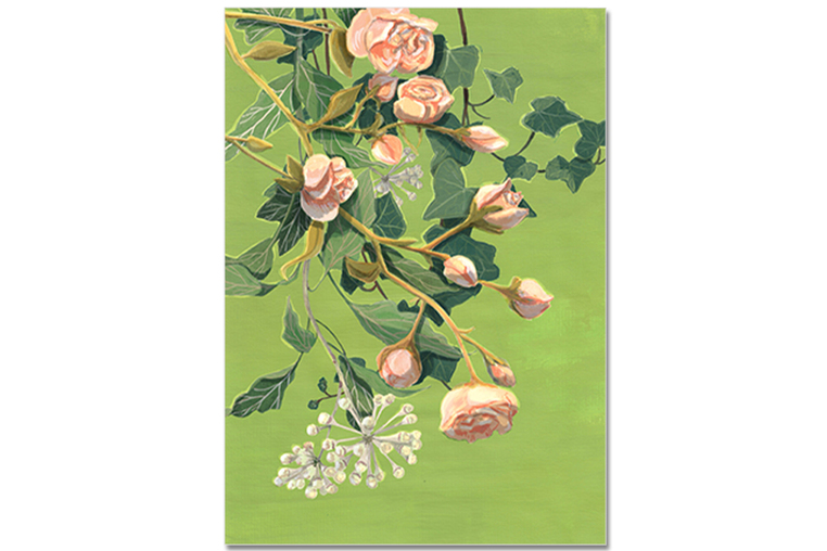 Postkarte Rosen mit Efeu