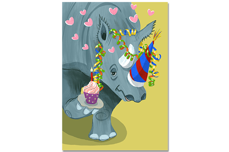 Postkarte Nashorn-Party