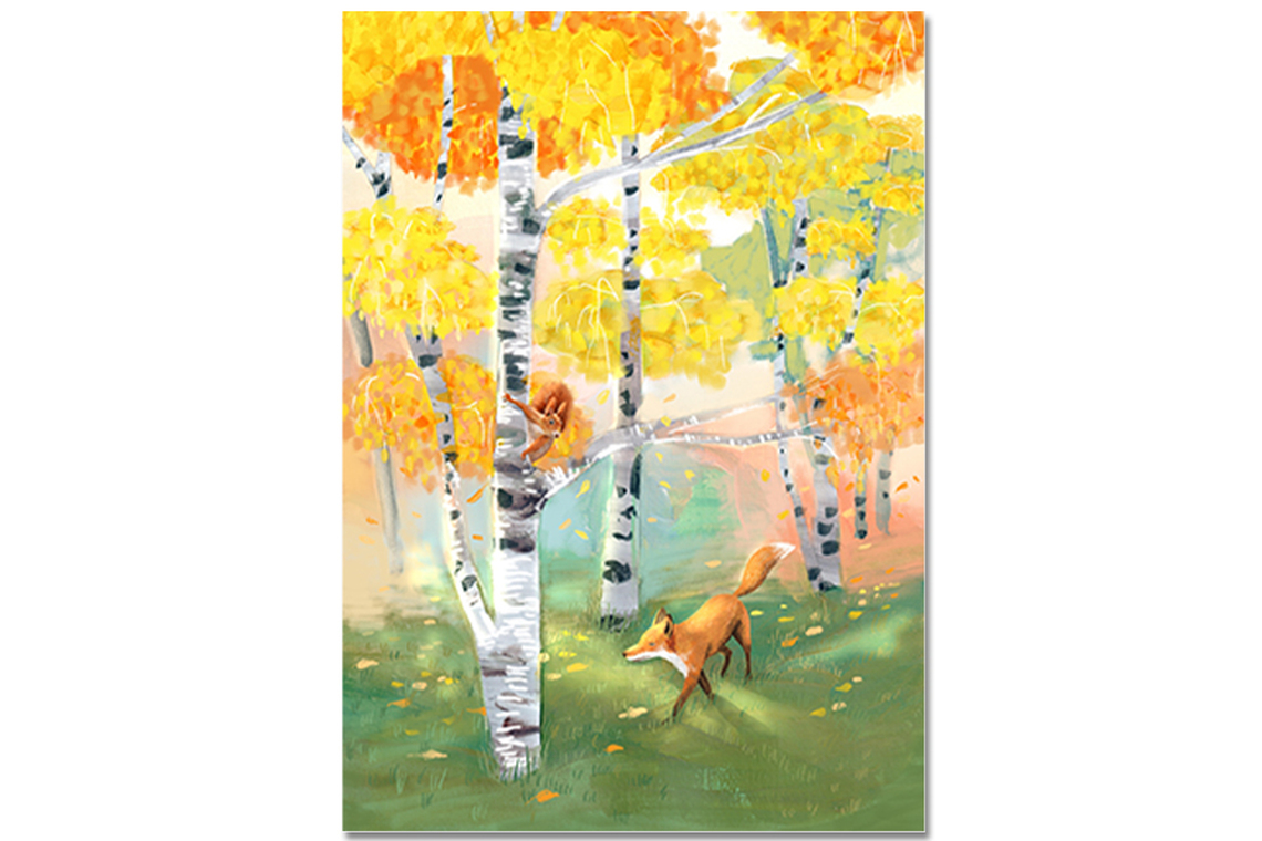 Postkarte Herbstwald